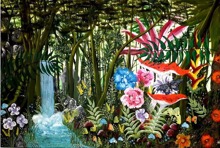 Pintura intitulada "Rêve Amazonien" por Jennifer Létourneau, Obras de arte originais, Acrílico Montado em Armação em madeira