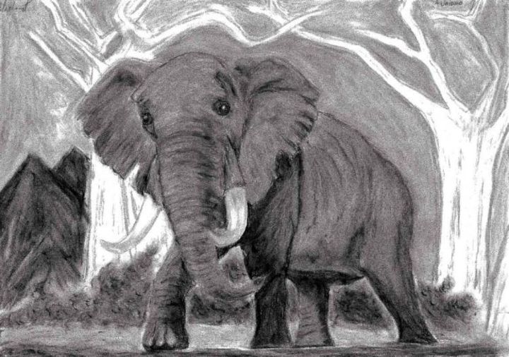 Dessin intitulée "big guy" par Avendran Naidoo, Œuvre d'art originale