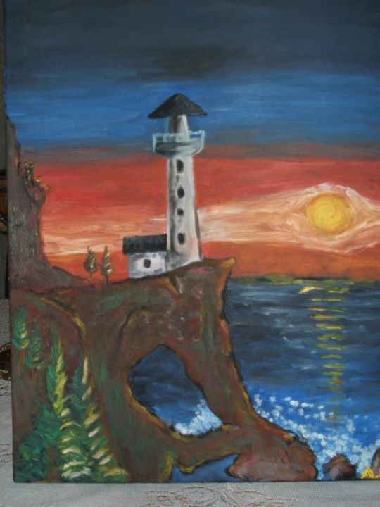 Dessin intitulée "lighthouse" par Avendran Naidoo, Œuvre d'art originale