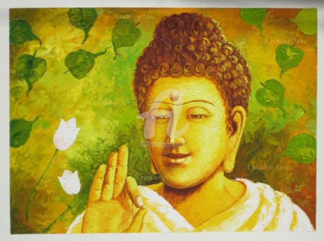 Peinture intitulée "Budda Painting" par Anupam Duggal, Œuvre d'art originale, Acrylique