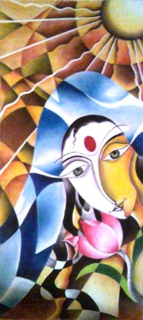 Painting titled "Indian Beauty" by Madhuri Rungta, Original Artwork, Oil