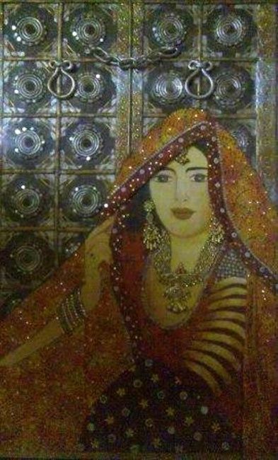 Peinture intitulée "Rajasthani lady" par Madhuri Rungta, Œuvre d'art originale, Huile