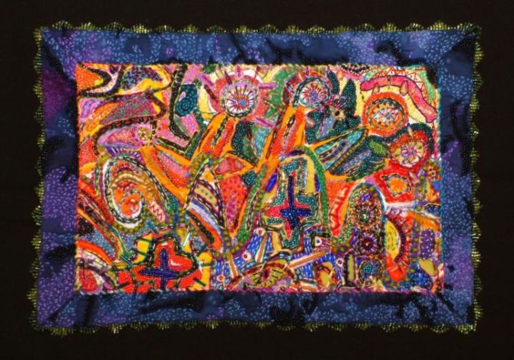 Art textile intitulée ""Spanish Sunflowers"" par Creative Chick, Œuvre d'art originale