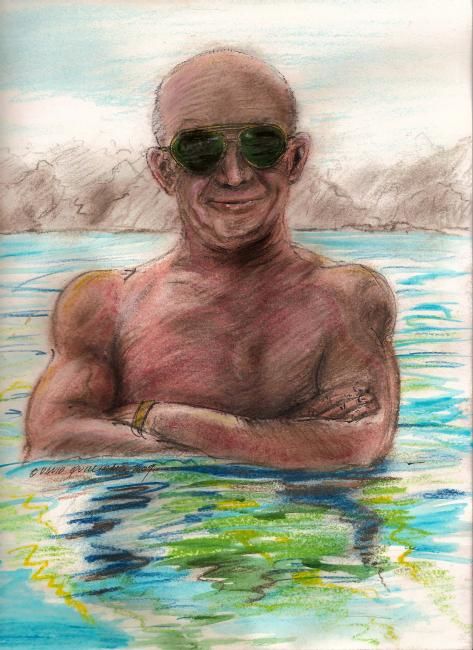 Peinture intitulée "Man in water" par David Quilliams, Œuvre d'art originale