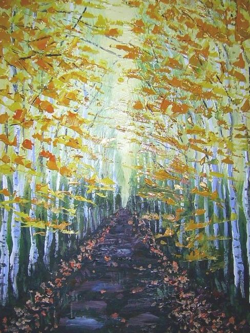 Peinture intitulée "Aspen Path" par Andrew Williams, Œuvre d'art originale, Huile