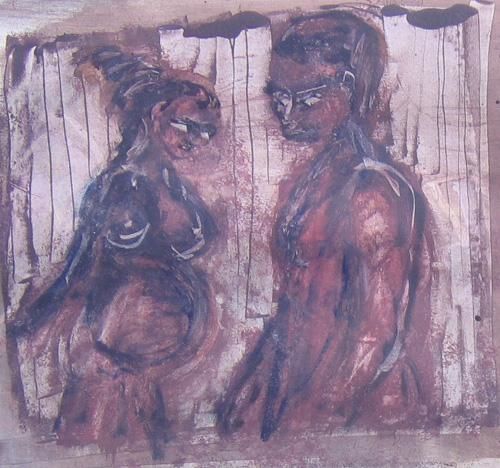 Painting titled "couple 2" by Solenne Roy, Original Artwork
