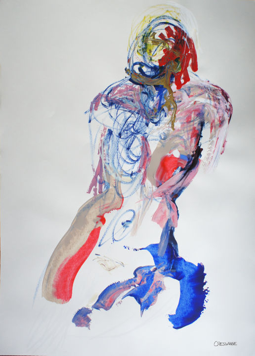 Peinture intitulée "Nu "taille humaine"" par Cressanne, Œuvre d'art originale, Acrylique