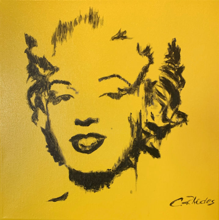 "Yellow Marilyn" başlıklı Tablo Corbyn Rhodes tarafından, Orijinal sanat, Akrilik Ahşap Sedye çerçevesi üzerine monte edilmiş