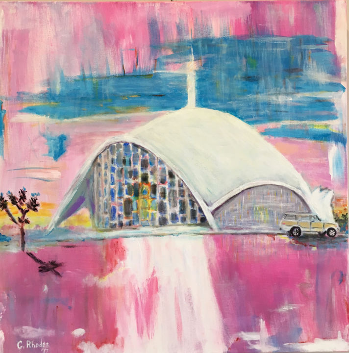 Painting titled "Church of the Future" by Corbyn Rhodes, Original Artwork, Acrylic