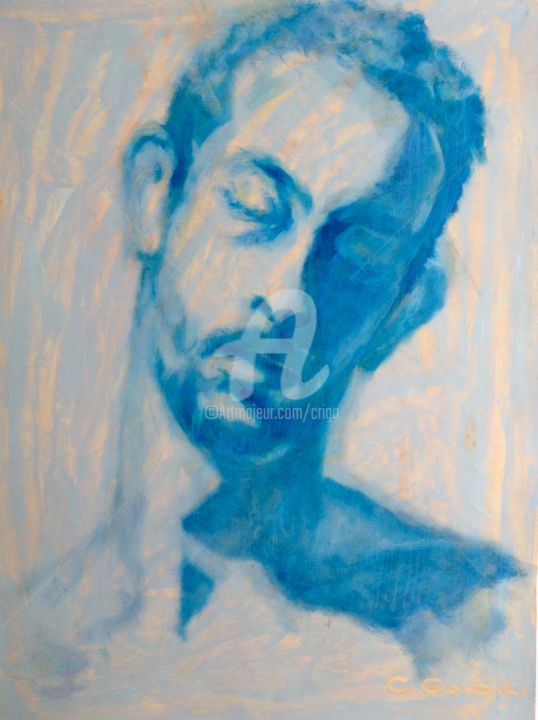 Painting titled "Got the Blues" by Cristina Gondolo, Original Artwork, Oil