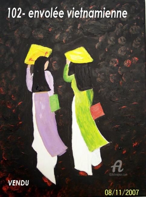 Painting titled "102- envolée vietna…" by Crilamb, Original Artwork