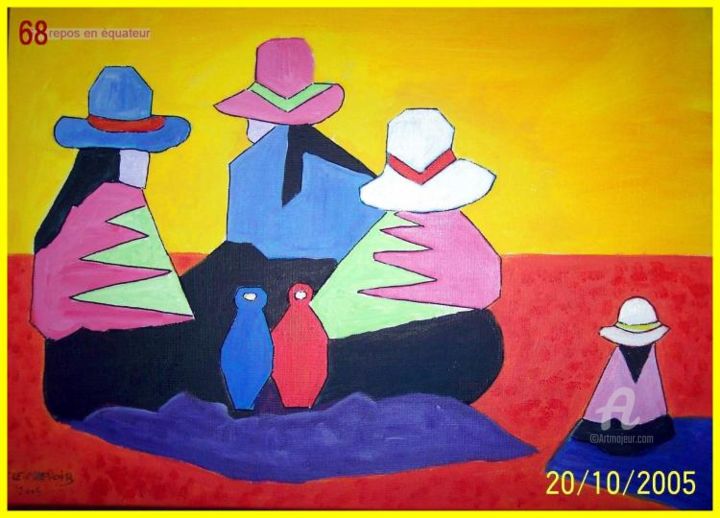 Painting titled "68- repos en équate…" by Crilamb, Original Artwork