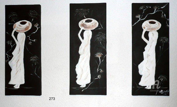 Pintura titulada "273- les porteuses…" por Crilamb, Obra de arte original
