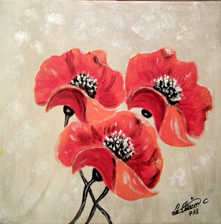 Painting titled "363-coquelicots.jpg" by Crilamb, Original Artwork