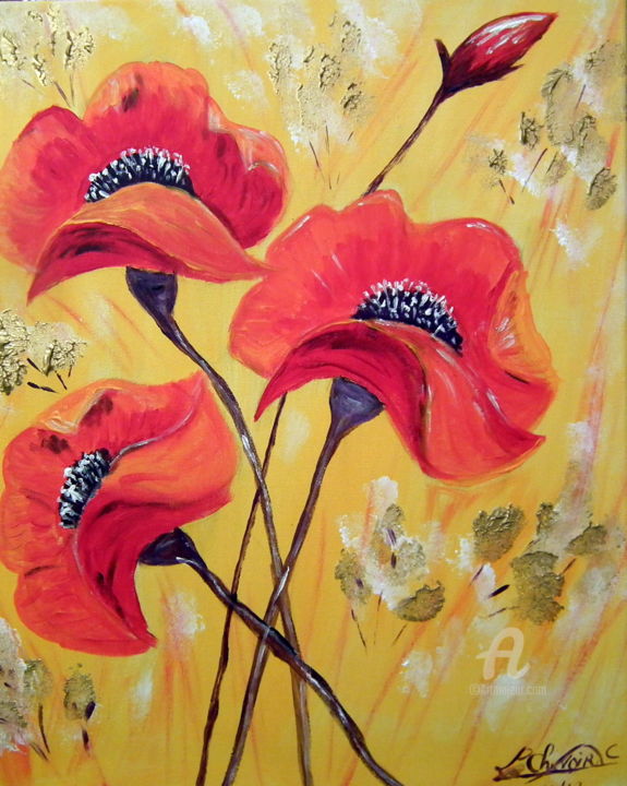 Painting titled "365 - COQUELICOTS D…" by Crilamb, Original Artwork