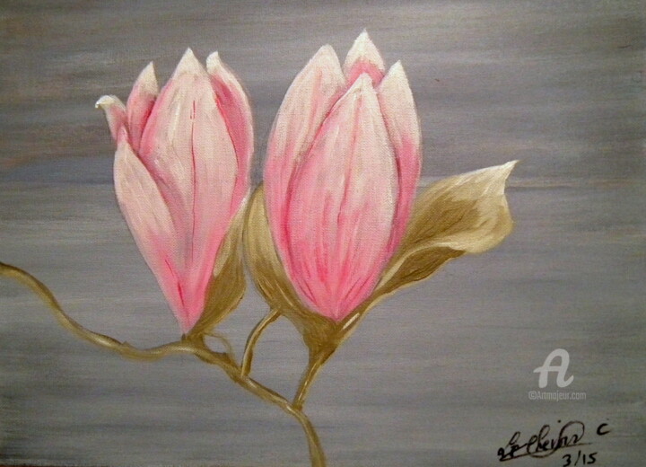 Malarstwo zatytułowany „394-fleurs-de-lotus…” autorstwa Crilamb, Oryginalna praca