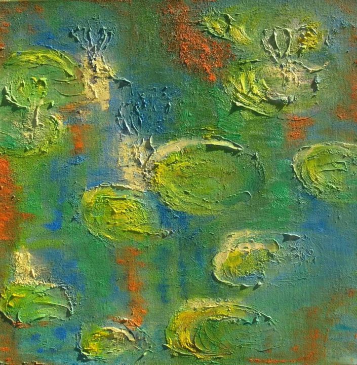 Peinture intitulée "waterlilies" par Crina Iancau, Œuvre d'art originale, Huile