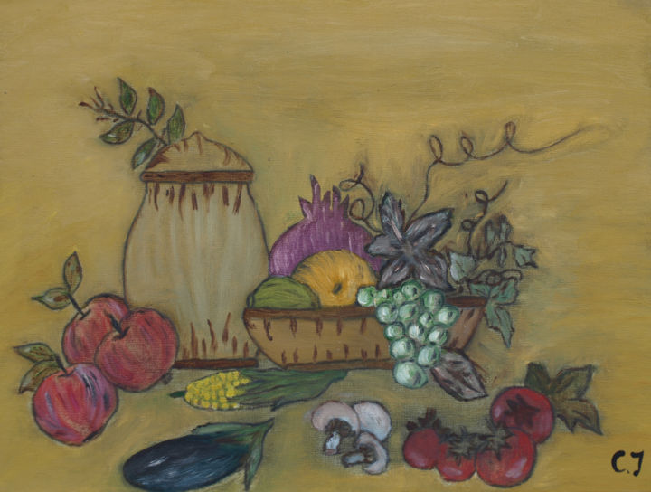 Ζωγραφική με τίτλο "Fruits And Vegetabl…" από Crina Iancau, Αυθεντικά έργα τέχνης, Λάδι