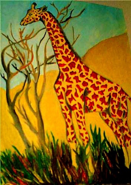 Painting titled "La Girafe" by Criquet, Original Artwork