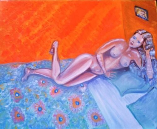 Painting titled "Femme nue" by Criquet, Original Artwork