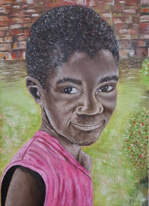 Painting titled "Brazilian child" by Kiko Cristoni, Original Artwork, Oil Mounted on Wood Panel