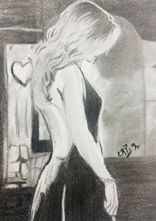 Drawing titled "Crystal’s au châtea…" by Cris R., Original Artwork, Charcoal