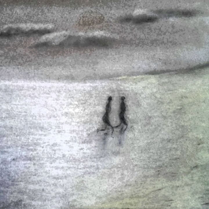 Malerei mit dem Titel "el correr hacia alg…" von Cristina Soffientini, Original-Kunstwerk, Aquarell