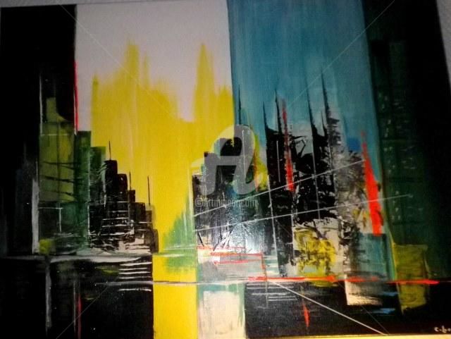 Peinture intitulée "ville de lumiere" par Criscol, Œuvre d'art originale