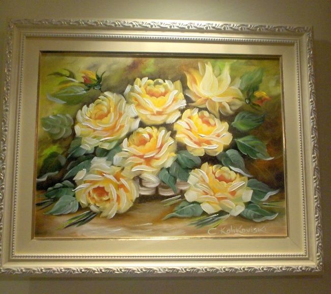 Pintura intitulada "Buquê de rosas amar…" por Cristina Kolikoviski -Cris, Obras de arte originais, Óleo