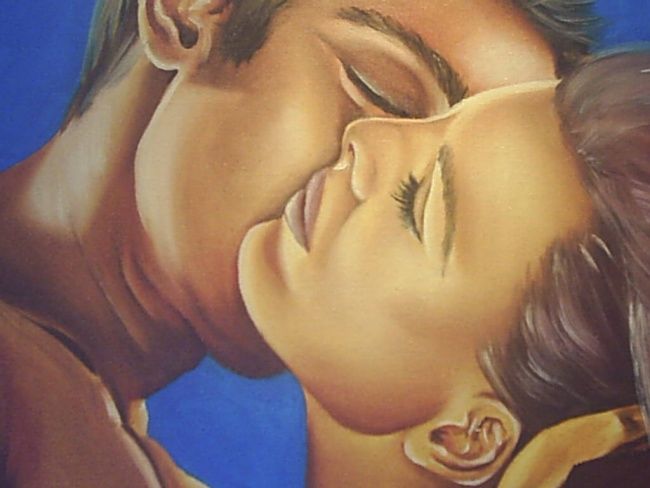 Pintura intitulada "namorados em detalhe" por Cristina Kolikoviski -Cris, Obras de arte originais, Óleo