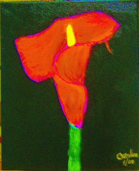 Pintura intitulada "Flor Vermelha" por Crislim, Obras de arte originais, Óleo