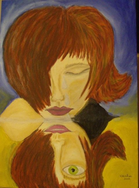 Painting titled "REFLEXO IDEAL" by Crislim, Original Artwork, Oil