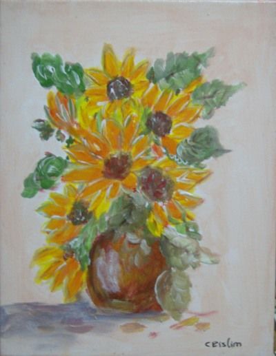 Painting titled "Flores" by Crislim, Original Artwork
