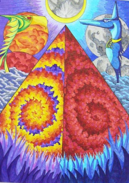 「pyramid」というタイトルの描画 Cris Mitchelによって, オリジナルのアートワーク