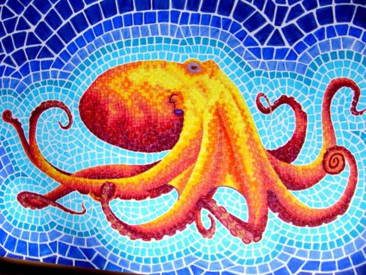 Dessin intitulée "Octopus" par Cris Mitchel, Œuvre d'art originale