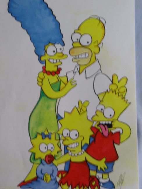 Painting titled "Los Simpsons" by Cris Raso, Original Artwork