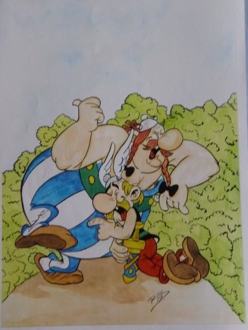 Peinture intitulée "Asterix y Obelix" par Cris Raso, Œuvre d'art originale