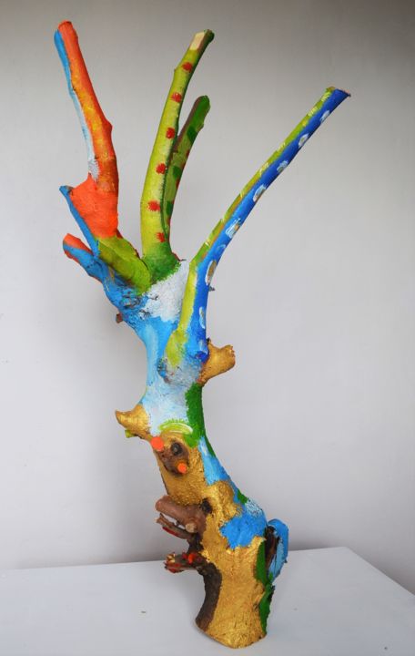 Sculpture titled "Oeuvre n°22-18" by Cristal And Pape, Original Artwork, Wood