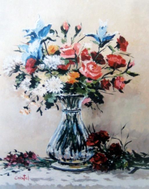 Картина под названием "Flores de Primavera" - Cristel, Подлинное произведение искусства, Масло