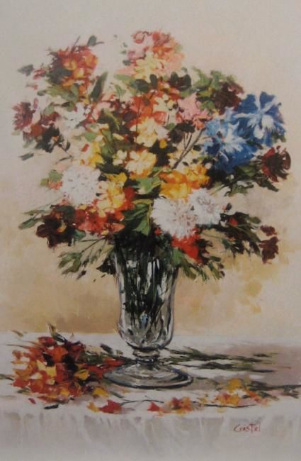Pittura intitolato "La copa de Flores" da Cristel, Opera d'arte originale, Olio
