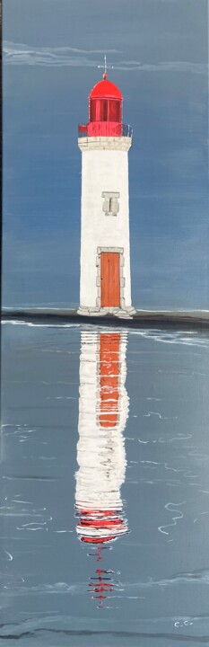Painting titled "Phare" by Cristel Clavaguera, Original Artwork, Acrylic Mounted on Wood Stretcher frame