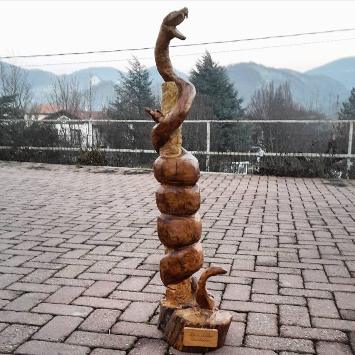 Γλυπτική με τίτλο "serpente di legno w…" από Cristian Astudillo, Αυθεντικά έργα τέχνης, Ξύλο