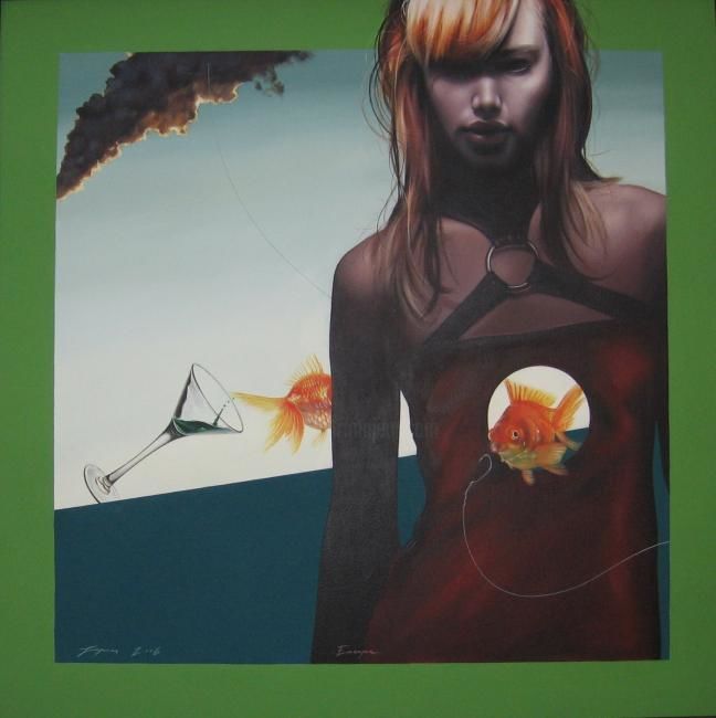 Schilderij getiteld "Escape" door Cristian Lapusan, Origineel Kunstwerk, Olie