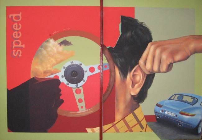 Painting titled "Speed" by Cristian Lapusan, Original Artwork, Oil