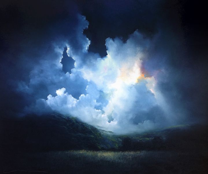 Painting titled "Le ciel peut attend…" by Cristian Sainz Marin, Original Artwork, Oil
