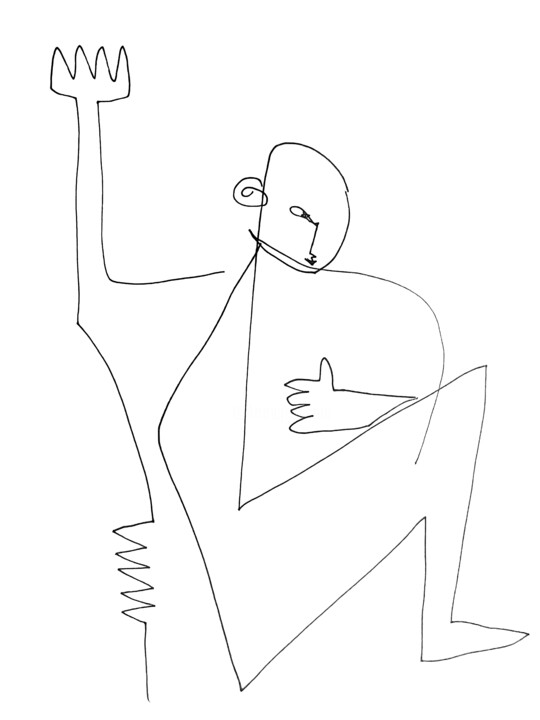 Drawing titled "Primal Dance" by Cristian Tonea, Original Artwork, Ballpoint pen