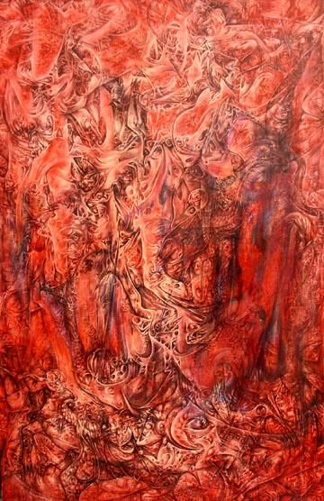 Painting titled "Purgatorium" by Cristian Blei, Original Artwork, Oil