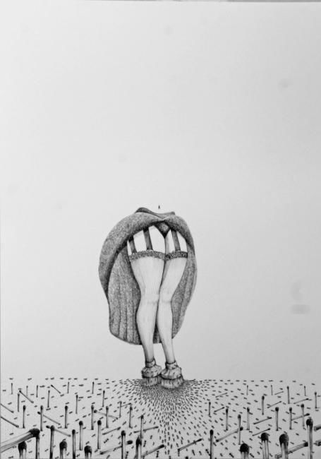 Dibujo titulada "Camp Nou" por Cristian Mateo, Obra de arte original,