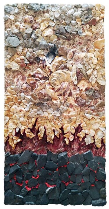 Scultura intitolato "Inferno" da Cristiano Ambrosini, Opera d'arte originale, Mosaico Montato su Altro pannello rigido