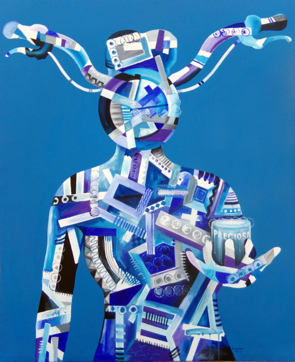 Картина под названием "Sentido azul, Blue…" - Cristiano Mangovo, Подлинное произведение искусства, Акрил